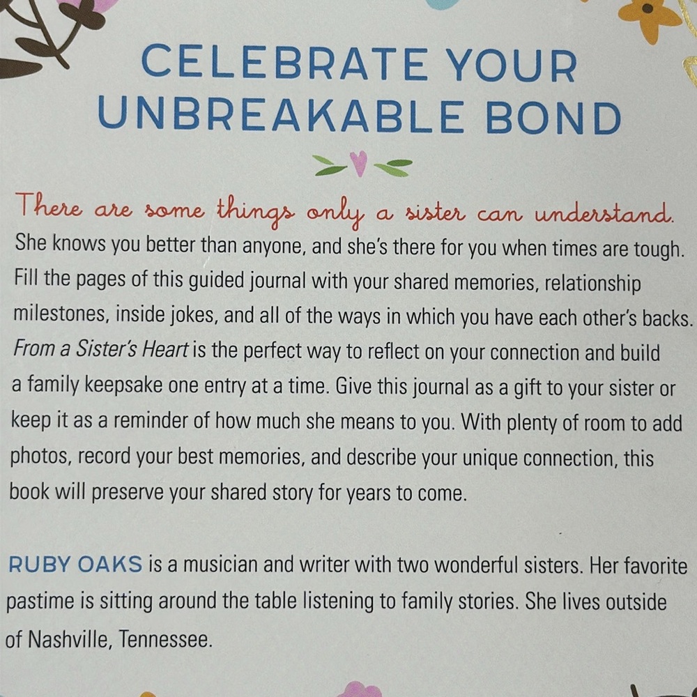 Adorable Journal Book for Sisters - “From a Sister’s Heart” - New & Never Used - Picture 11 of 12